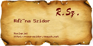 Róna Szidor névjegykártya